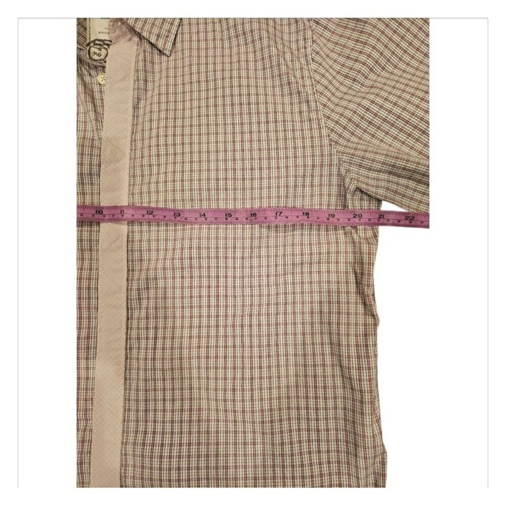 Guess Beige & Red Plaid Mens Button-Up Shirt Medium 100% Cotton Long Sleeve Clas - Picture 2 of 6